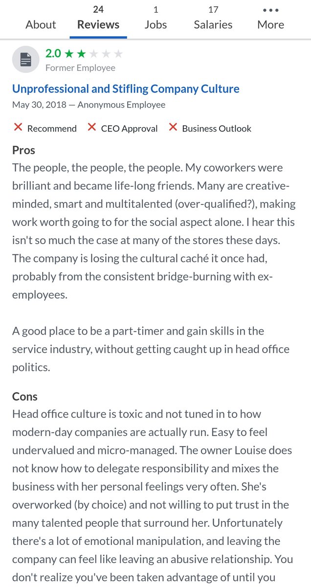 A scathing but incredibly accurate review on glass door: