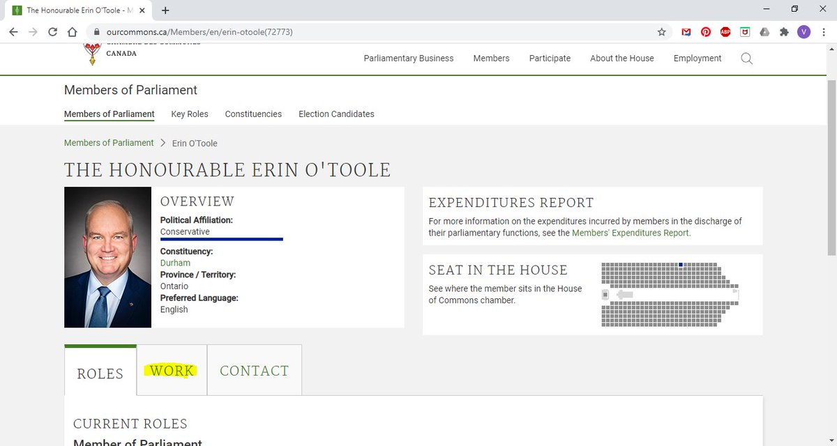 Step 5: On the MP& #39;s profile, click on the tab that says "Work".