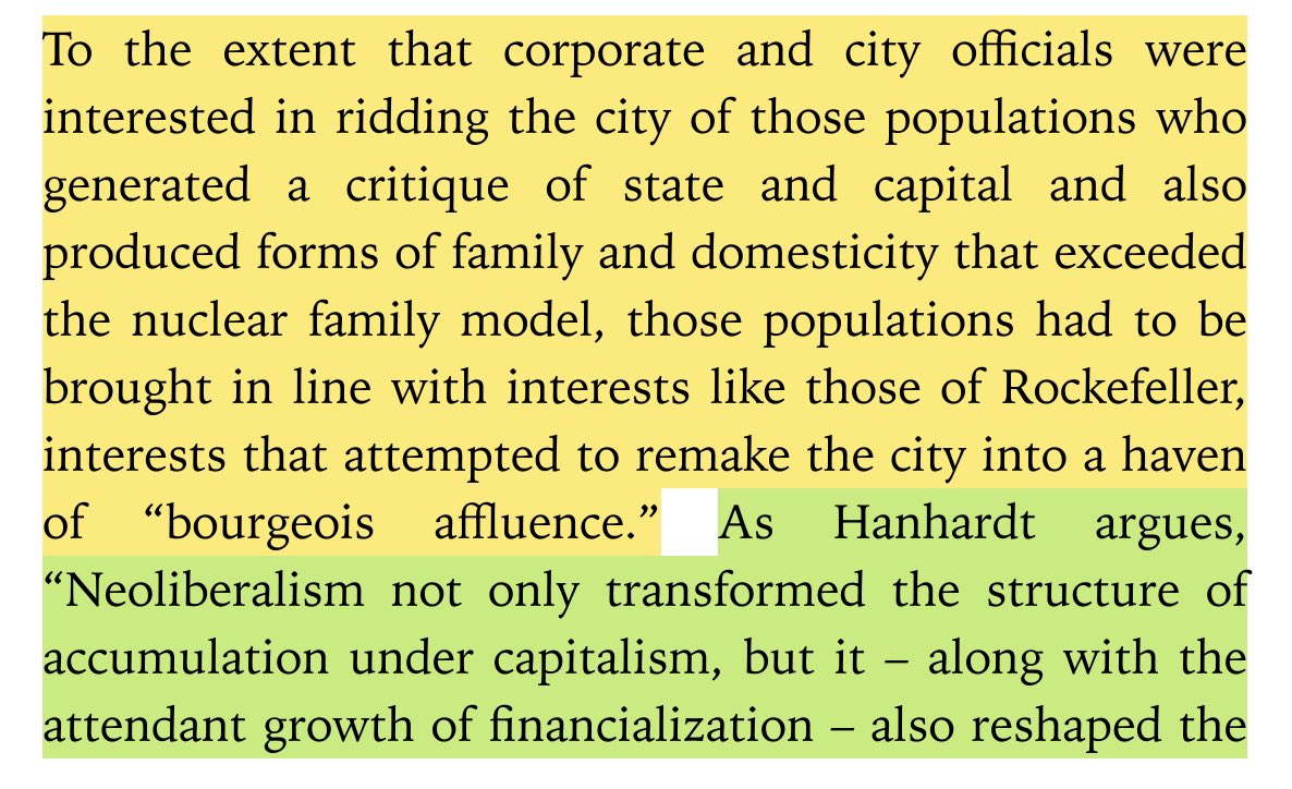 [...]the story of redevelopment is one of how people have been forcibly and violently alienated from producing the city that they want, the city that would meet their needs, and the city that would accommodate their desires to be more than what government and capital dictated.”