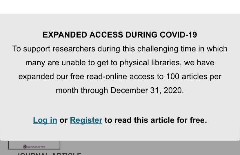 We've expanded our free online reading program until the end of 2020: You can read 100 articles for free online every month, without institutional affiliation. 

 Create a free JSTOR account and start exploring. bit.ly/30PLu4C