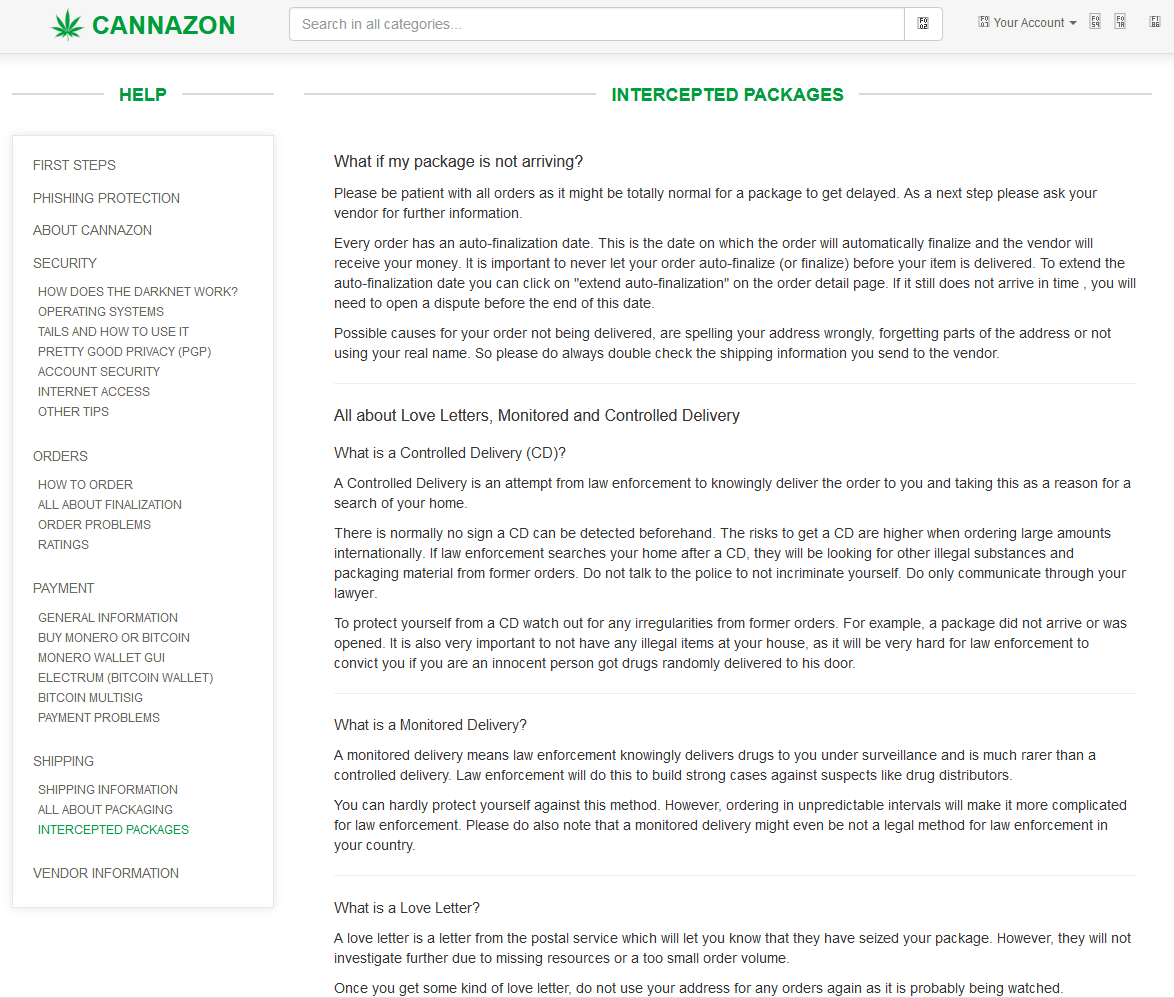 Cannazon is a cannabis-only market and has the friendliest user guides I've seen. Will their narrow approach draw less heat? Bitcoin and Monero are accepted. (none of these tweets are endorsements, this is for researchers only)