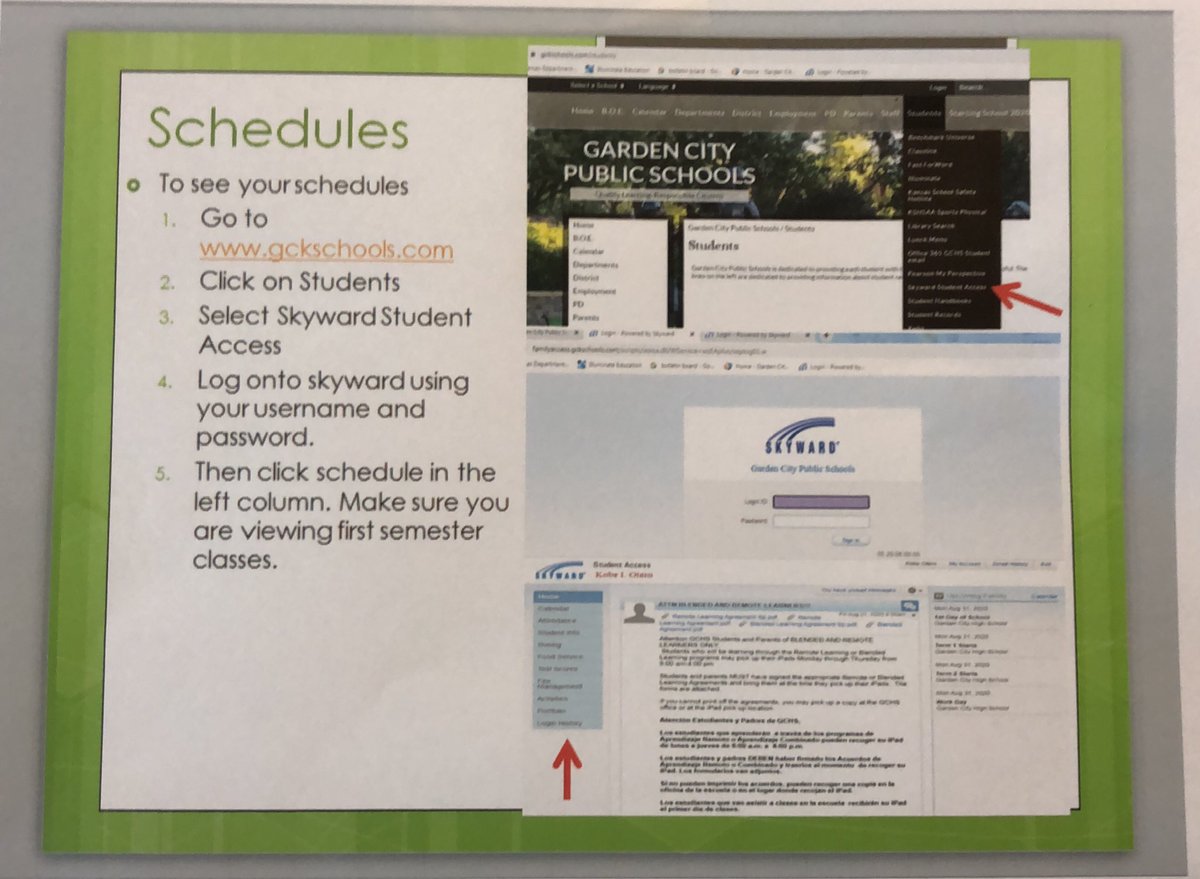 FreshmanGCHS's tweet photo. Just a reminder: Class Schedules will NOT be provided. Students will need to look up their schedules on skyward. Directions for opening their schedules on skyward are below as well as a map of Freshman Academy. Can’t wait to see all our Freshman on Monday!!!! @GCHSbuffs https://t.co/akhq7ApF5L