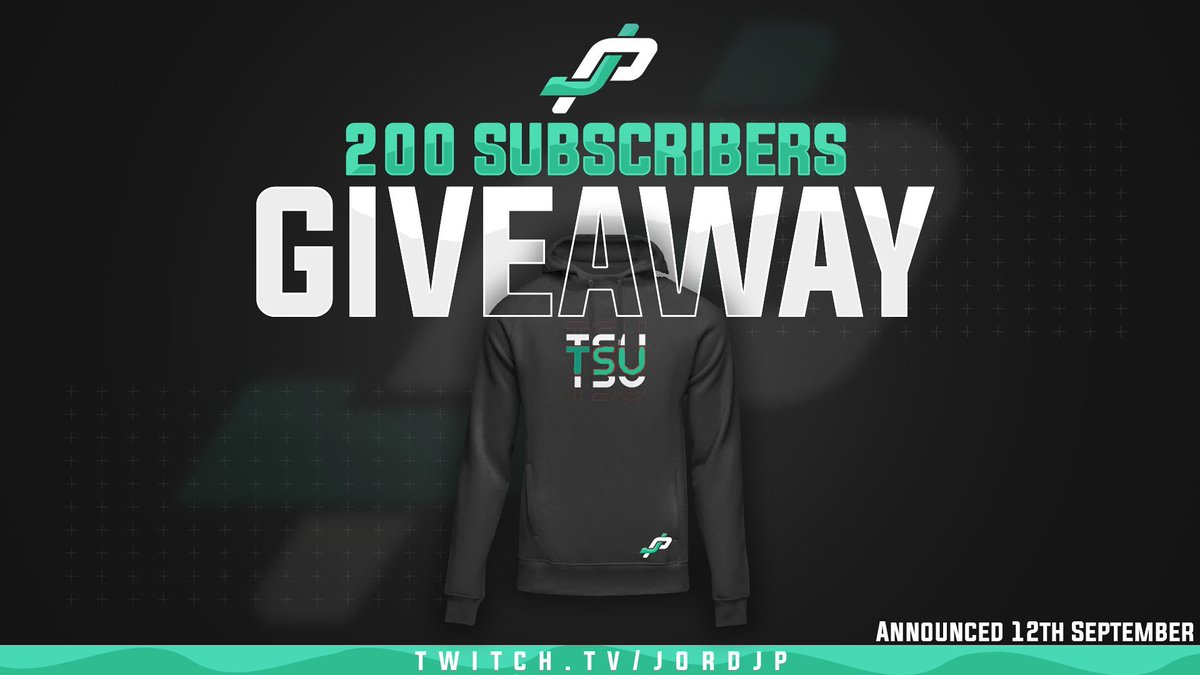 JordJP's tweet image. 🚨ANNOUNCEMENT!🚨

We have reached 200 Subscribers!

To show my appreciation I will be giving away a TSU “JP Edition” Hoodie in a size of your choice!🔥

To Enter: 
1. Be a Subscriber!
2. Follow myself &amp;amp; @TSUGaming_ 
3. RT This Tweet!

Announced 12/9 GL♥️
Twitch.tv/JordJP