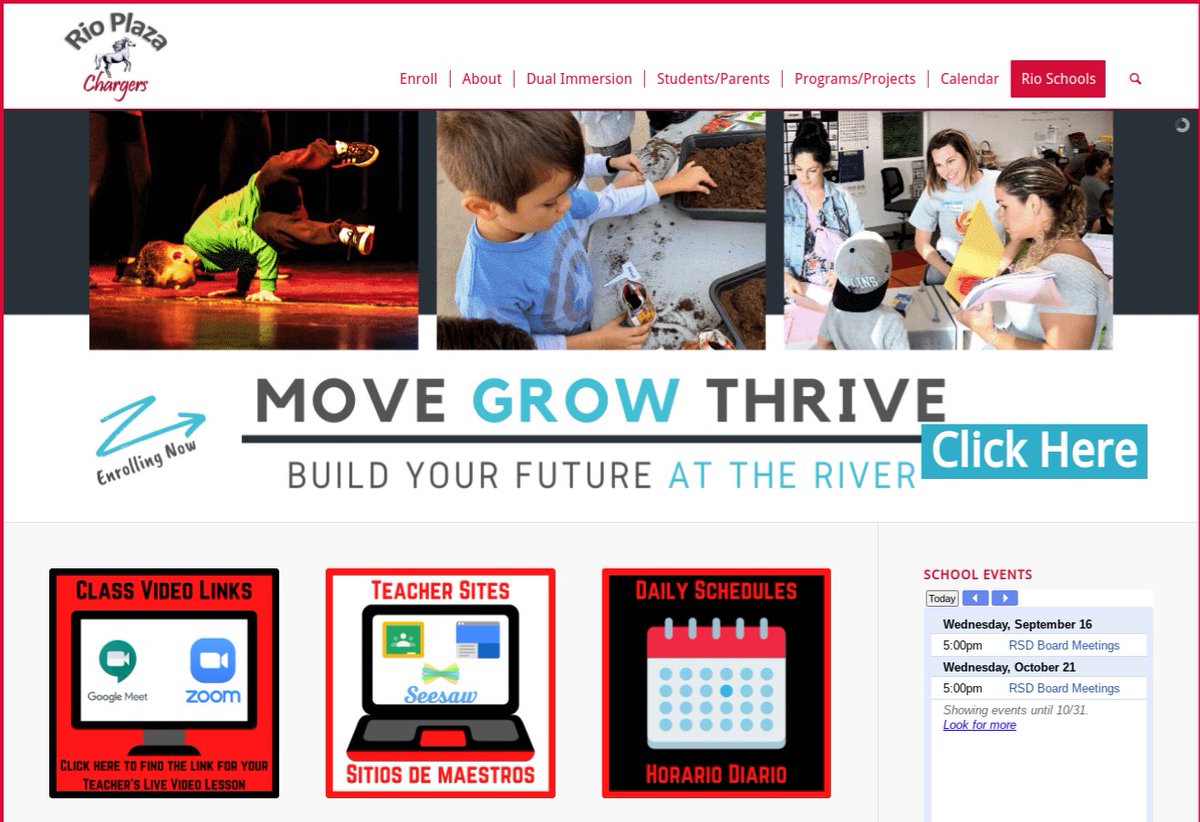 dromano21's tweet photo. The @rioplazaschool website is updated and ready with links and easy to find info for all our students and parents as they get ready for our 1st day of school monday. Let's Do This!!! #RioReopening #rioschools https://t.co/PAf5w0sNER