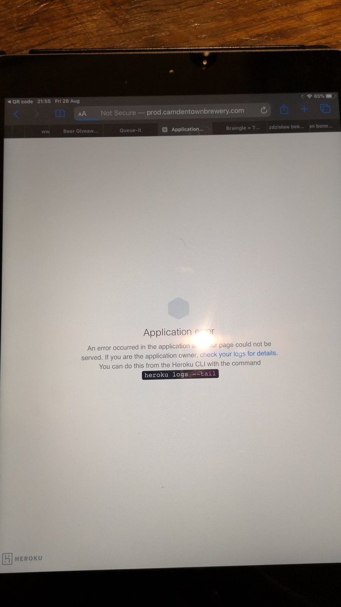 phinished71's tweet photo. @CamdenBrewery hey Camden, what does this mean? I missed out as I was being redirected with this message! https://t.co/NJywxVpGW2