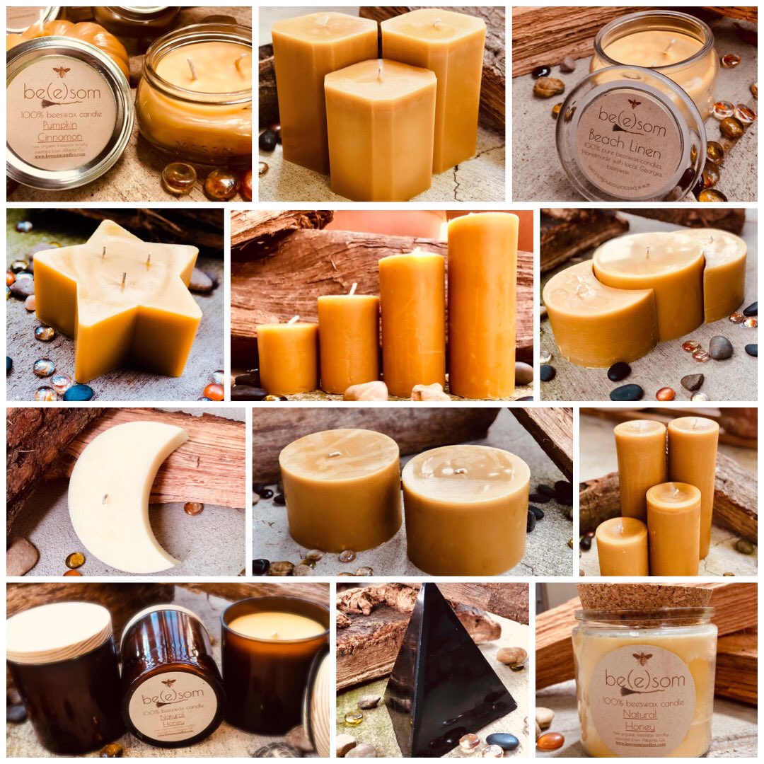 100% pure beeswax candles, handmade with local Georgia beeswax. Unique shapes and sizes. 
Give a gift that says “I care about the air you breathe.”
beesomcandles.com

#beeswaxcandles #beeswax #pillarcandles #rusticdecor #rusticdesign #masonjardecor #homedecor