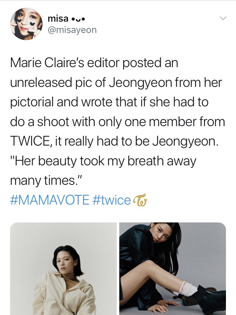 Let’s talk about professionals in the industry who uplift Jeongyeon instead ; a threadThe editor of Marie Claire stating that, if she had to choose one member to shoot, it really had to be Jeongyeon.