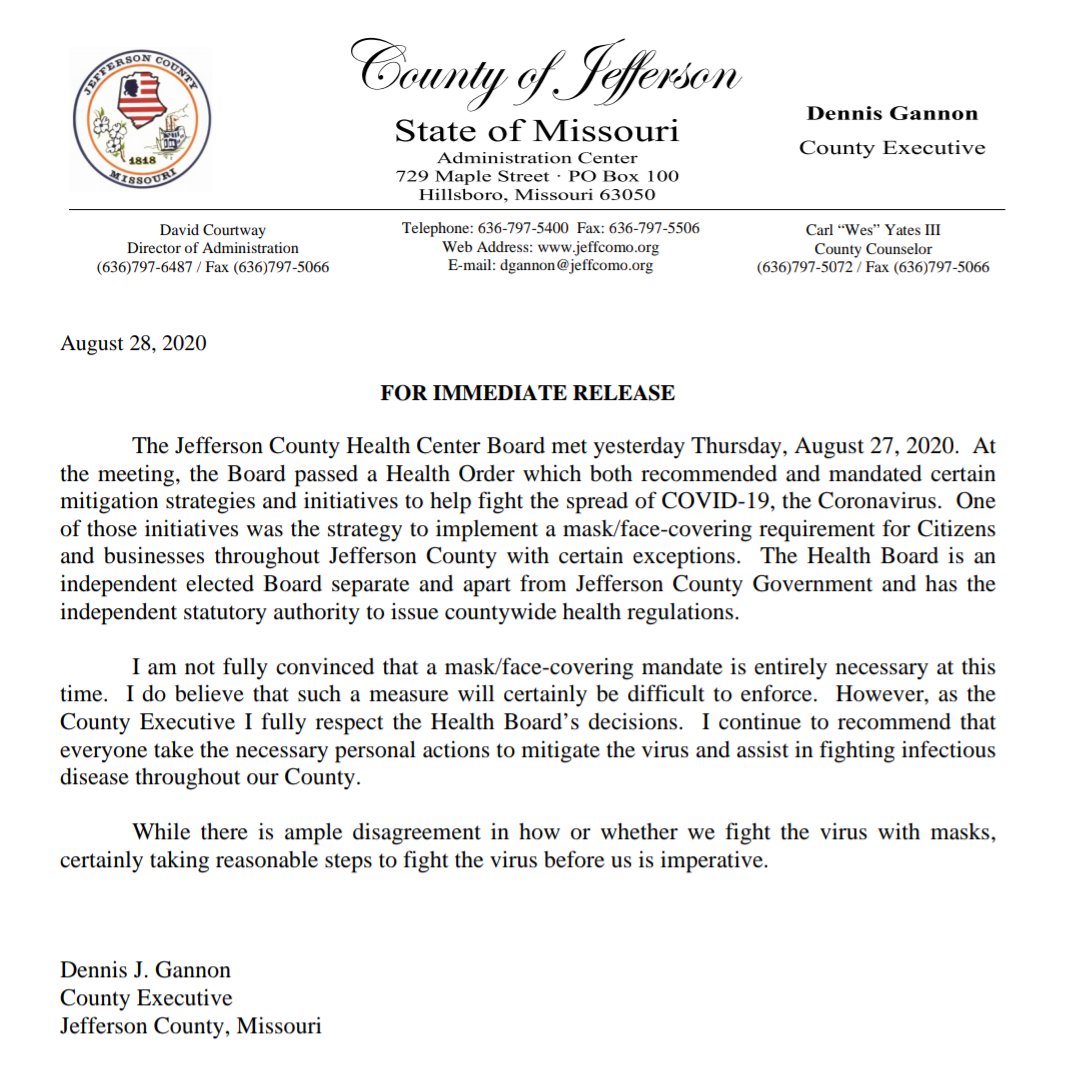 JCPenknife's tweet photo. Statement from JeffCo executive on mask mandate. https://t.co/dMSRWaF2cJ