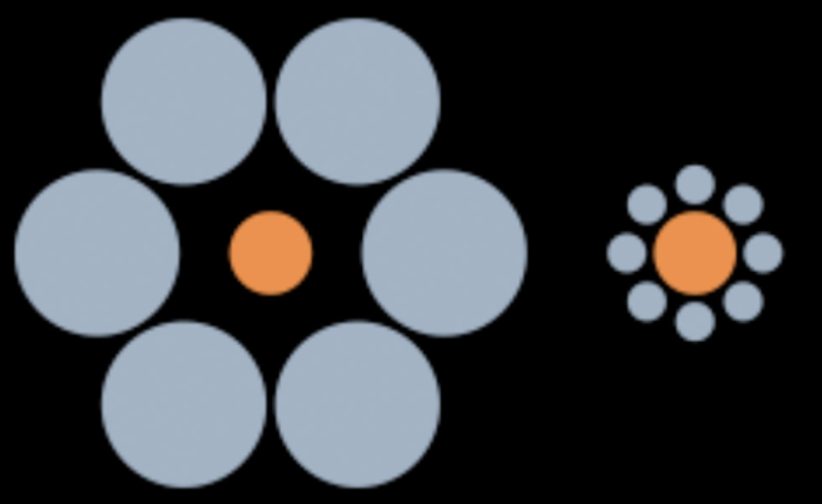 Are the two orange circles of the same size?