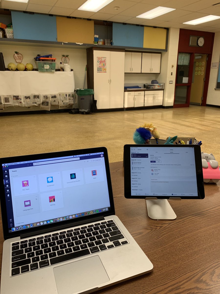 MissParsons_'s tweet photo. Live streaming from my empty classroom isn’t how I pictured this school year starting, but I’m happy to at least be back in my classroom! https://t.co/NhY4QGH6Og