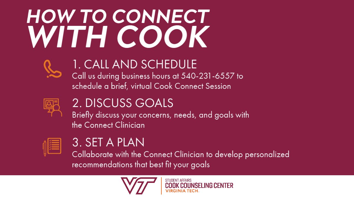 CCCatVT's tweet photo. First week of classes done!👏👏👏Don't forget that we are here to support you this semester. Call us to get connected and we will help you explore resources and make a plan! Stay tuned for tips and resources that you can connect with throughout the semester. https://t.co/qmgrhr4Re3