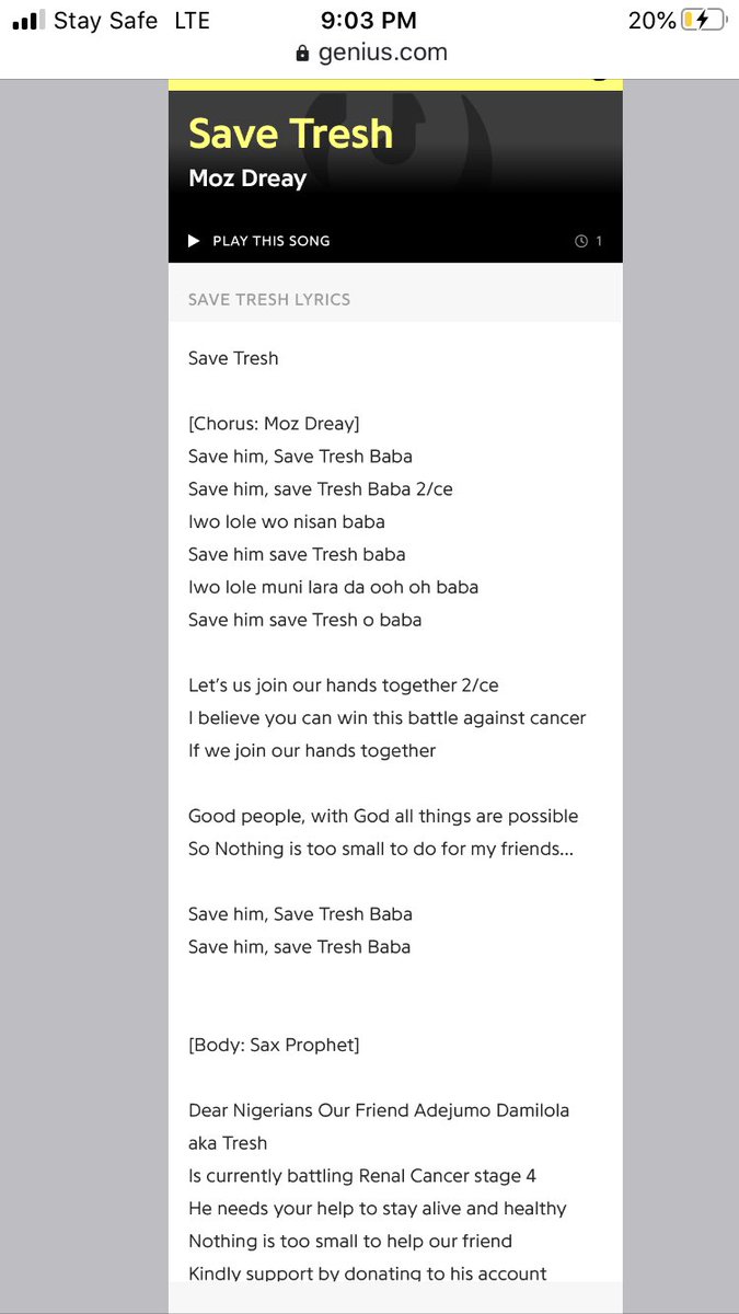 MozDreay's tweet photo. Awareness song for my friend Adejumo Damilola @mynameistresh who is battling against Renal Cancer stage 4..
Please good people listen and support. He needs 3million to live.

https://t.co/3zl0TRWZNN

#Instablog #Oblak #CongratulationsKiddwaya #Kendrick #NeoandVee #KiddErica https://t.co/ja2D6wAaTR