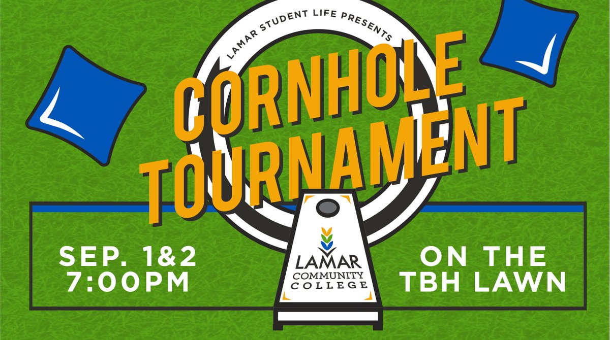 lamarcomcollege's tweet photo. Lopes, you're not going to want to miss this! Wear a mask and join us on the lawn Tuesday and Wednesday for an epic Cornhole Tournament! https://t.co/KX7PkdIRaW