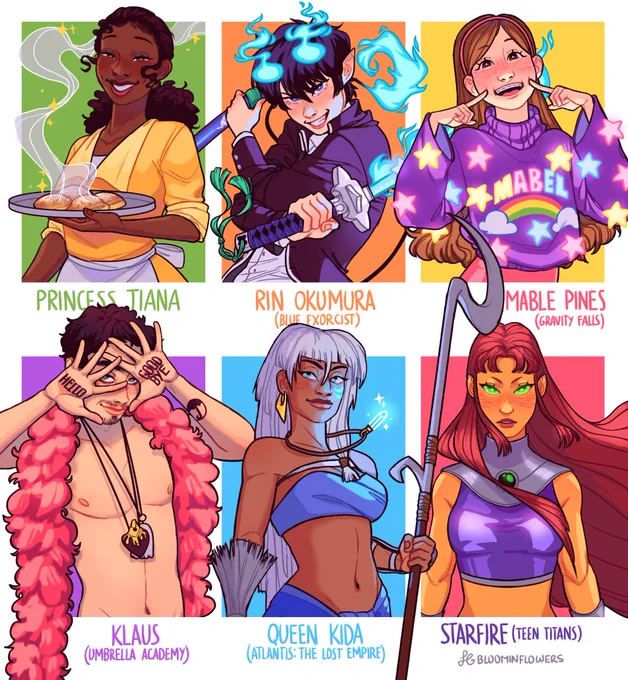 another #SixFanartsChallenge because this is super fun and also a good excuse to draw a lot of cool characters at once 