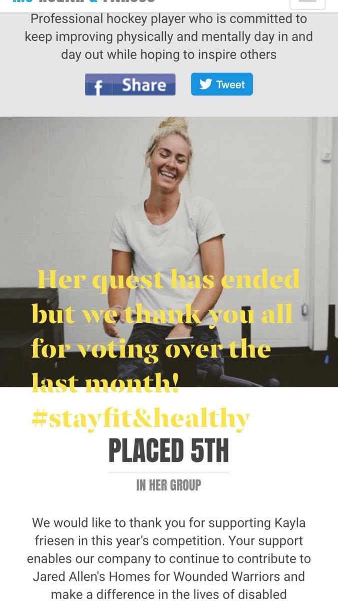 Thanks to all for voting all month! #mshealthandfitness #woundedwarriors #stayfitandhealthy