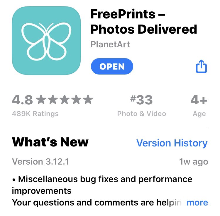 THE APP~~~~~~~FreePrints!! it’s a free & safe app where you can get high quality pictures for a very cheap price!!
