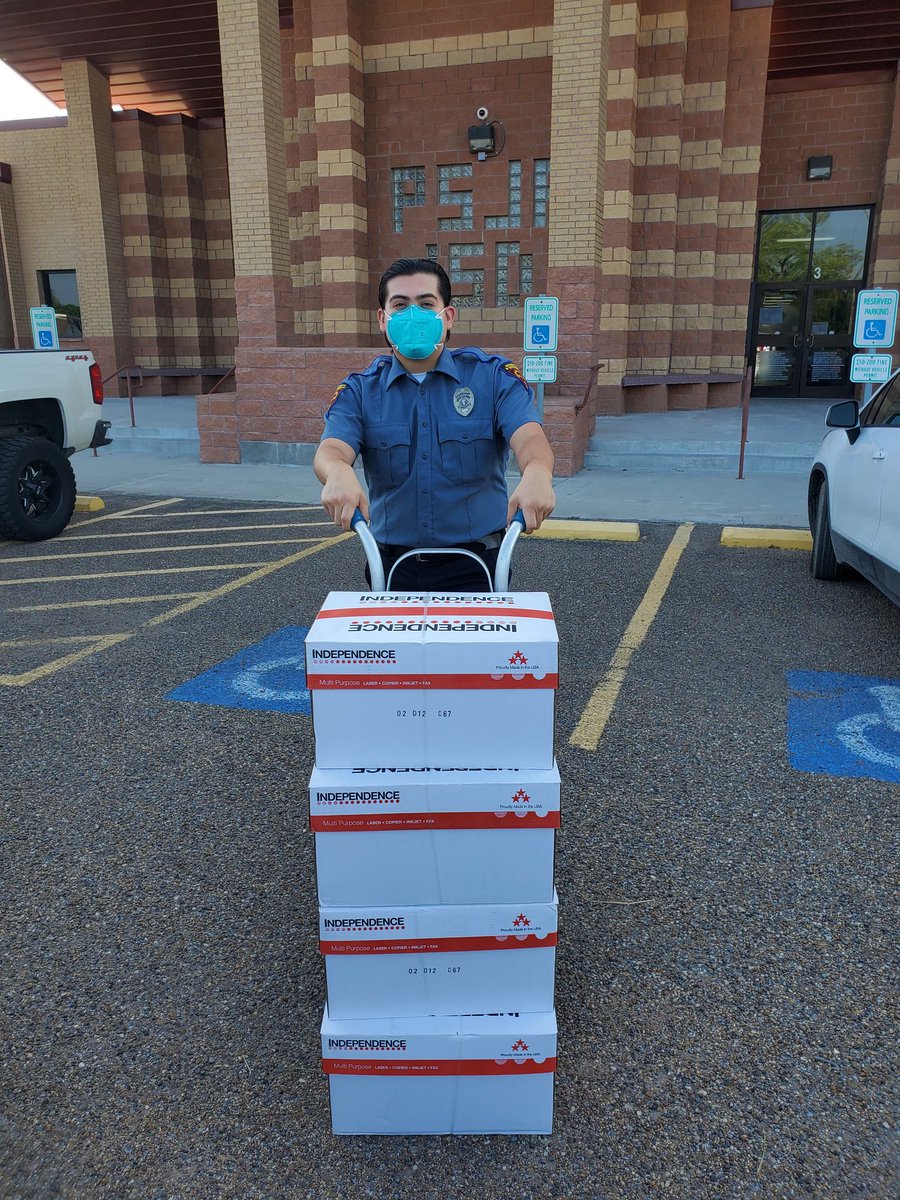 PSJASecurity's tweet photo. Working together helping textbook department distribute books to all campuses. Security department and Police department put on a different hat this week to ensure students will have necessary materials on the first day of school #psjaisd https://t.co/Djn7dsGCr9