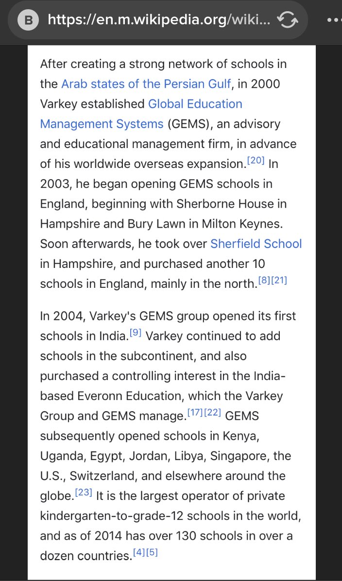 103/ SUNNY VARKEYEntrepreneur&Founder and Chairman for GEMS - a Private Education Firm K-12 throughout the Middle EastGEMS NEEDS ITS OWN DIG - HQS IN DUBAIcc:  @Mareq16  @SnarkishDanno  @DamonRiddle3