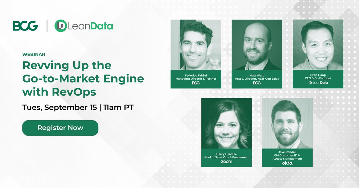 #RevOps is leading the charge to accelerate growth impact and go-to-market effectiveness. LeanData and <a href="/BCG/">Boston Consulting Group</a> will discuss on 9/15 with <a href="/Zoom/">Zoom</a> and @Okta how they are seeing success: buff.ly/2ELMDkY #martech #L2A #routing