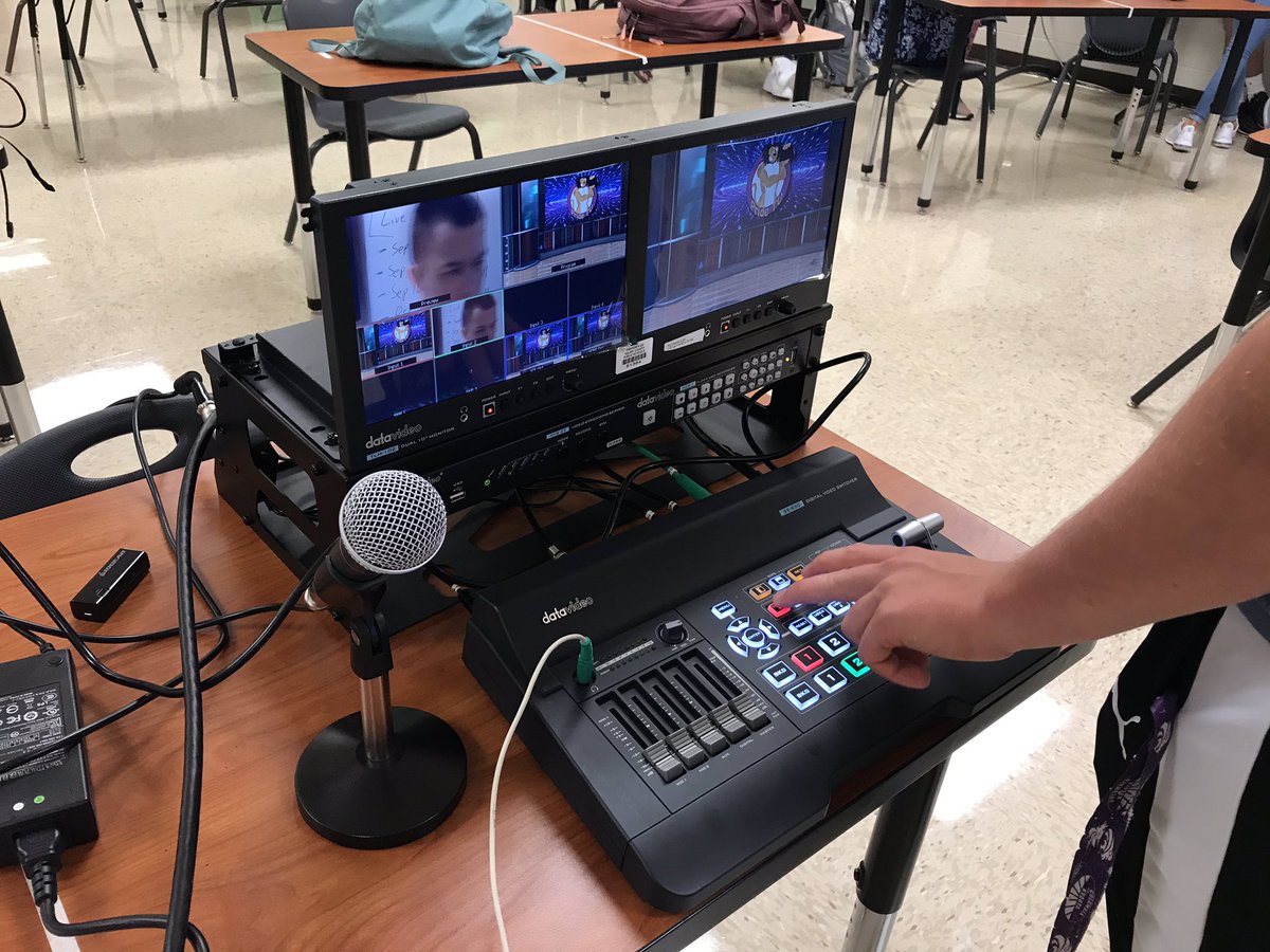 CHSPrideTV's tweet photo. Broadcasting 2 students learned how to set up our flypack (mobile studio), get it running, and break it down in one class period. Can’t wait to put these skills to work this year! #CTE #highschoolbroadcasting https://t.co/S6qMphDP42