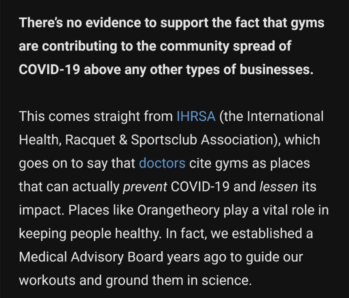 aiadriano's tweet photo. this dangerous email from the @orangetheory CEO is what might make me cancel for good. who even approved this to go out? https://t.co/OAsXQ0JLha