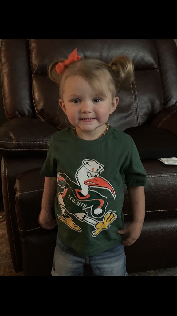 jt_2_5's tweet photo. @TheStateOfTheU @CanesFootball  @MiamiHurricanes @SCPhinFan My Baby Girl is ready for Hurricane Season. #UFamily #ItsAllAboutTheU #Canes #Hurricanesfootball https://t.co/3n0dcNRNGq