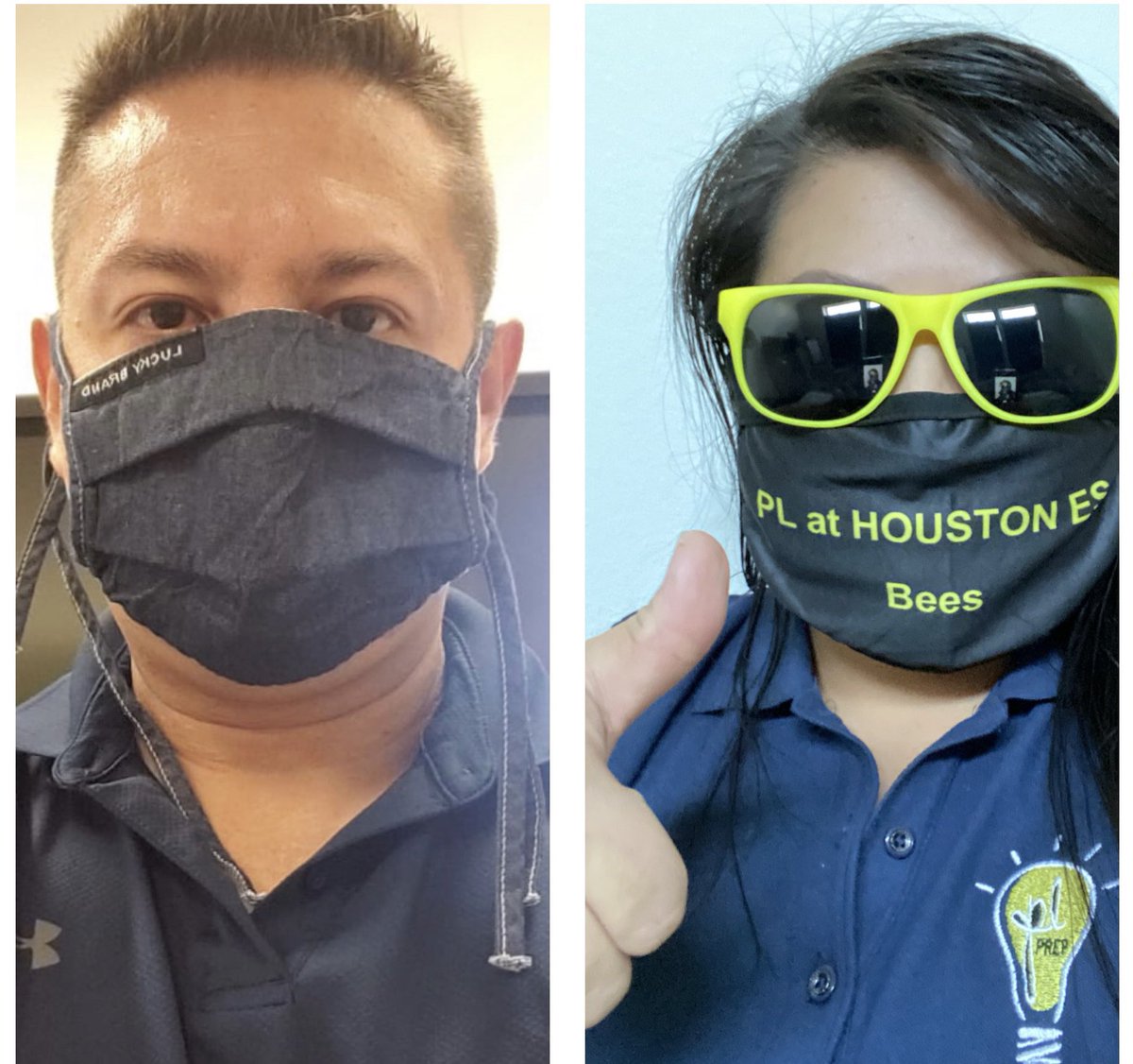 BlydenThai's tweet image. Mr. Moreno and Mrs. Blyden practicing DISD proper safety protocol.@PLSamHouston #plbuzz