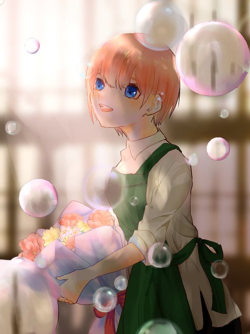 粉木なこ@低浮上さんがTwitterに投稿した中野一花(五等分の花嫁)のイラスト。