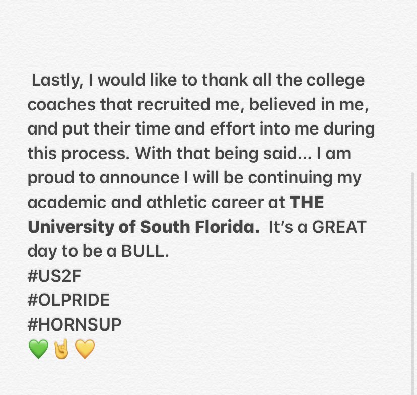 Cole Best (@colebest72) on Twitter photo 1000% COMMITTED.. All in. #US2F #hornsup 💚🤘💛 <a href="/coachmogridge/">Allen Mogridge</a> <a href="/coach_jeffscott/">Coach Jeff Scott</a> <a href="/USFFootball/">USF Football</a> 1000% COMMITTED.. All in. #US2F #hornsup 💚🤘💛 <a href="/coachmogridge/">Allen Mogridge</a> <a href="/coach_jeffscott/">Coach Jeff Scott</a> <a href="/USFFootball/">USF Football</a>