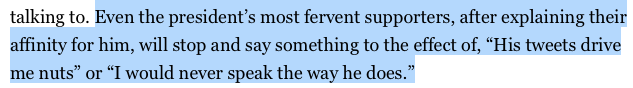 A quick thread on this line, and ones like it. It's one of the most common themes of the Trump era, and I think one of the most misunderstood. 1/x