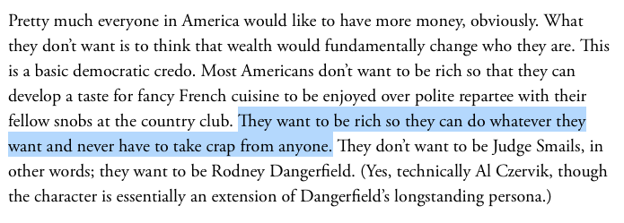 I made a slightly similar point at a more innocent time, when I suggested Trump's early appeal was that he is the living embodiment of the Rodney Dangerfield character in Caddyshack. 6/x  https://www.theatlantic.com/politics/archive/2015/09/cinderella-story-outta-nowhere/405547/