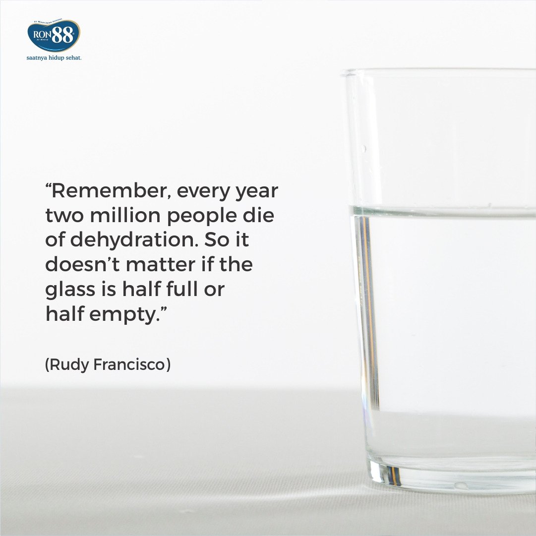 Tahukah kamu, bahwa setiap tahunnya 2 juta orang meninggal karena dehidrasi? So, jangan biarkan bahaya dehidrasi mengancammu guys! Yuu jadi Generasi Sehat, Anti Dehidrasi!

#RON88SaatnyaHidupSehat