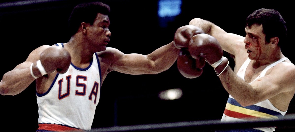 2) At the age of 19, George Foreman was chosen to represent the United States at the 1968 Olympic Games in Mexico City. Foreman won gold, defeating Jonas Čepulis of the Soviet Union.To this day, Foreman states this is his greatest athletic achievement.