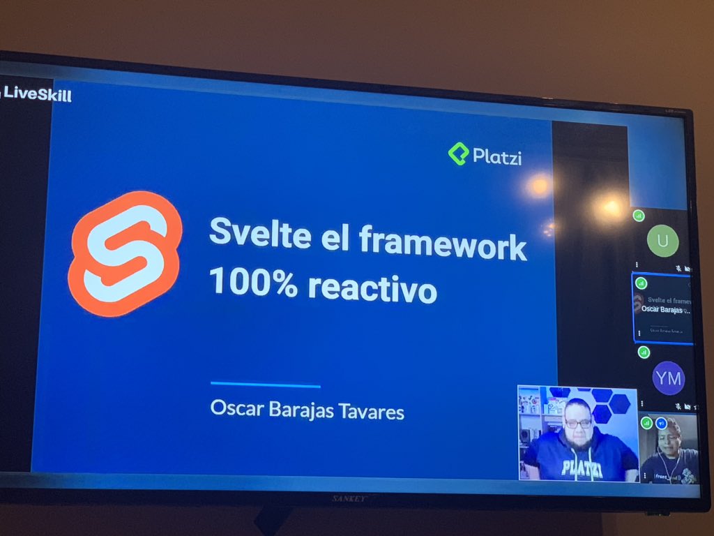 ghuertas94's tweet photo. Presentación de #Svelte #JavaScript por Oscar Barajas de @platzi 

En vivo por #LiveSkill plataforma de reuniones y eventos virtuales 100% 🇵🇦 https://t.co/Lz3fqxCyFv 

Excelente Speaker 🔝@ytzvan @freddier https://t.co/4VEGDT12R3