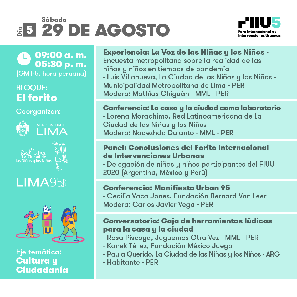 OcupaTuCalle's tweet photo. ¡Qué jornada tan emocionante! Muchísimas gracias a todas y todos por acompañarnos en este 4to día del #FIIU5. Mañana nos vemos con las últimas actividades en el marco del #Forito, aquí el programa 😀:
¡Nos vemos! #ResilienciaUrbana #EspaciosPúblicos https://t.co/go1oL1qs9h