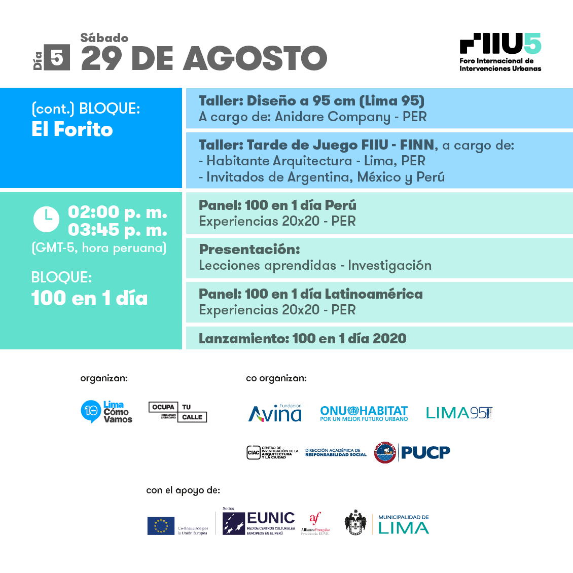 OcupaTuCalle's tweet photo. ¡Qué jornada tan emocionante! Muchísimas gracias a todas y todos por acompañarnos en este 4to día del #FIIU5. Mañana nos vemos con las últimas actividades en el marco del #Forito, aquí el programa 😀:
¡Nos vemos! #ResilienciaUrbana #EspaciosPúblicos https://t.co/go1oL1qs9h