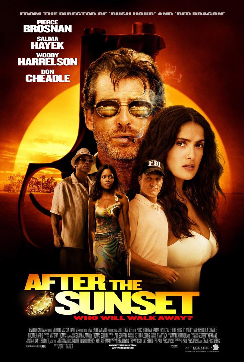 After The Sunset (2004)Starring Pierce Brosnan, Salma Hayek, Don CheadleTwo retired jewel thieves go head to head with a FBI agent while planning a diamond heist in The Bahamas. 