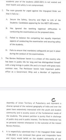 NidhiTanejaa's tweet photo. Puducherry Govt Whip RKR Anantharaman MLA  also filed a Review Petition against SC Judgment which dismissed the plea to postpone #NEETJEE exams. https://t.co/JAUBjwWGyg