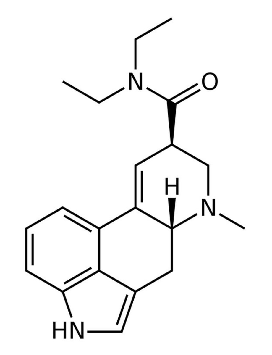 DAY 2 - Chemical compound I'd take to a deserted island : N,N-diéthyllysergamide aka LSD. There is no chance for me to survive on a an island alone, might as well die while tripping. + I think the lewis representation of this molecule is beautiful, I used to draw it everywhere.