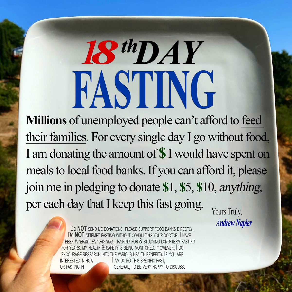 My dinner plate.
Please share.
#FastingToFeed

Senators, take #FastAction @SenMcSallyAZ <a href="/CoryGardner/">Cory Gardner</a> <a href="/ThomTillis/">Thom Tillis</a> <a href="/LindseyGrahamSC/">Lindsey Graham</a> @senatemajldr <a href="/JohnCornyn/">Senator John Cornyn</a> to #Savethe600! 

#Hunger #FASTING #NoKidHungry #KeepFamiliesFed #Fast <a href="/USDA/">Dept. of Agriculture</a> #FeedingAmerica #RiseAgainstHunger #NoKidHungry