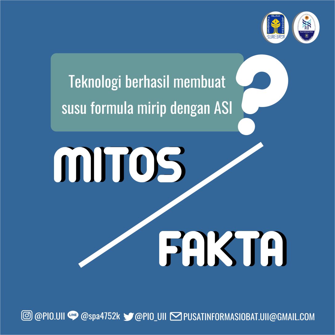 PIO_UII's tweet photo. Holaaa! Ada yang menarik nih...
Pernah nggak sih kalian memikirkan bahwa teknologi pembuatan susu formula itu mirip dengan ASI?
Hmmm gimananih menurut pendapat teman-teman? Mitos ataukah Fakta?
Yukk simak jawabannya dislide ini 😉
#FUNFACT #SUSUFORMULA #ASI #PIOUII #FARMASIUII https://t.co/5kghC1uNVL