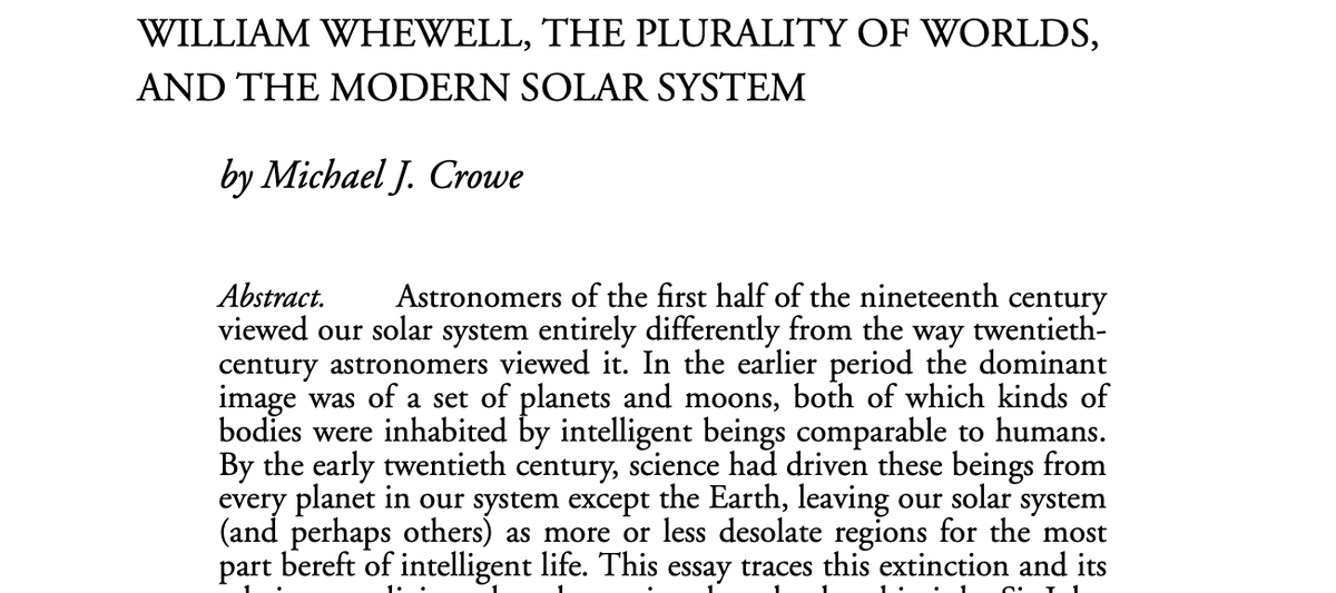 From the 1600s to mid-1800s, astronomers believed *ALL* the planets had life and civilizations, including every exoplanet at every star. But from the 1850s to early 1900s, "science had driven these beings from every planet in our system except the Earth."