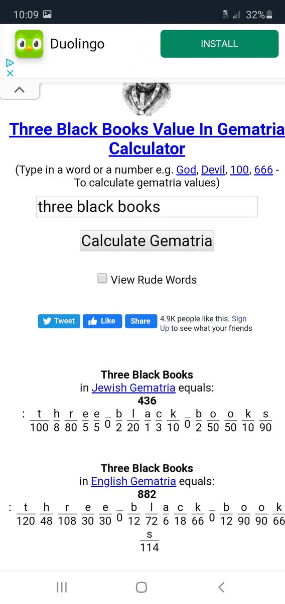 Now the 3 black books added in jewish gematria 4+3+6=13/31=level playing field. In English gematria, it is 882. Added is 18 which lines up both with rubiks cubs 6+6+6=18 and six books 6+8+4=18. Reversed is 81 gold. Now, the words 3 black books lines up with "Ripple Riddler"