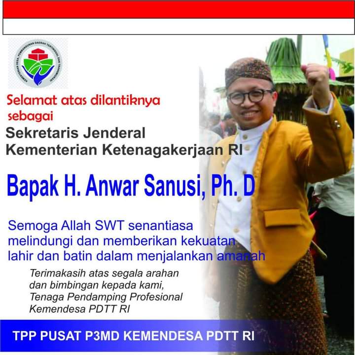 Selamat kepada Bapak H. Anwar Sanusi, Ph.D, sebagai Sekjen Kemenaker RI
Terima kasih yang tak terhingga kami haturkan.

#AnwarSanusi

<a href="/jokowi/">Joko Widodo</a> 
<a href="/halimiskandarnu/">ABDUL HALIM ISKANDAR</a> 
<a href="/idafauziyah/">Ida Fauziyah</a>
<a href="/imansyukri/">Iman Sukri</a> 
<a href="/malik_haramain/">malikharamain</a> 
<a href="/KemenDesa/">Fast Track Travel</a> 
<a href="/tppkemendes/">TPP KEMENDES</a>
<a href="/azzameldzikrie/">#SantriIndonesia</a> 
<a href="/Kemenaker_id/">Lowker Kemnaker</a> 
<a href="/cakimiNOW/">A Muhaimin Iskandar</a>