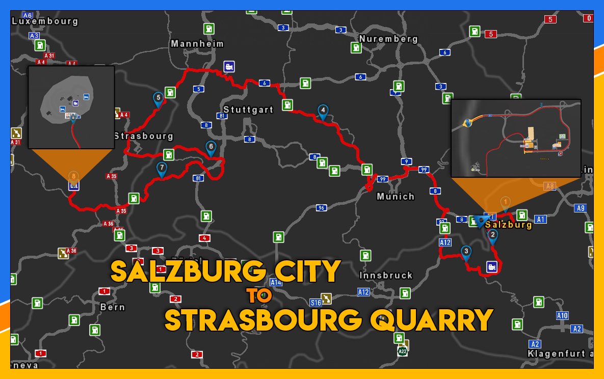EventMSM's tweet image. And we're off on our travels for the evening! 🚛

The Convoy Lead has just left Salzburg, Austria, and is headed for Strasbourg, France ☀

Here's the route we'll be travelling 👇