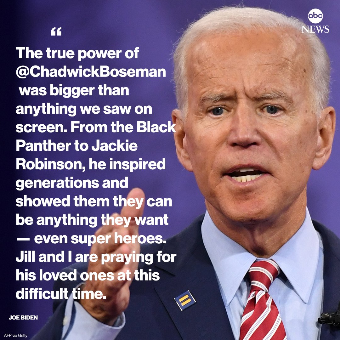 Abc News On Twitter Jill And I Are Praying For His Loved Ones At This Difficult Time Joe Biden Releases A Statement Following The Death Of Actor Chadwick Boseman Https T Co Fcu3ahobal Https T Co T74z54px4a