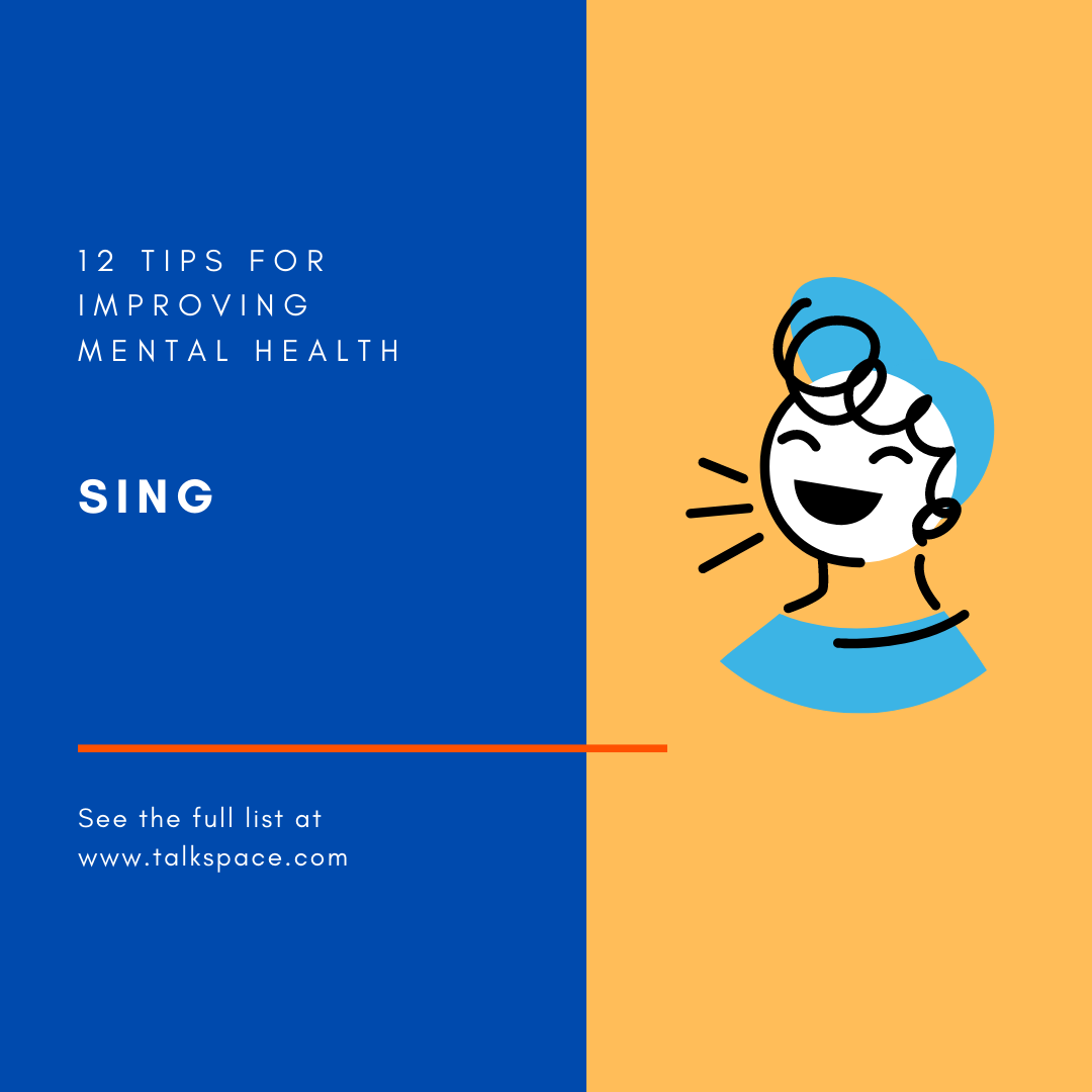 FirstStep4HELP's tweet photo. 12 Tips for Improving #MentalHealth: #7. Sing! The musical vibrations of singing change the brain for the better by lowering levels of hormones that indicate stress. So, queue your favorite playlist, and sing it out in the shower, at a karaoke night, in the car, wherever! https://t.co/RifZrXdNae