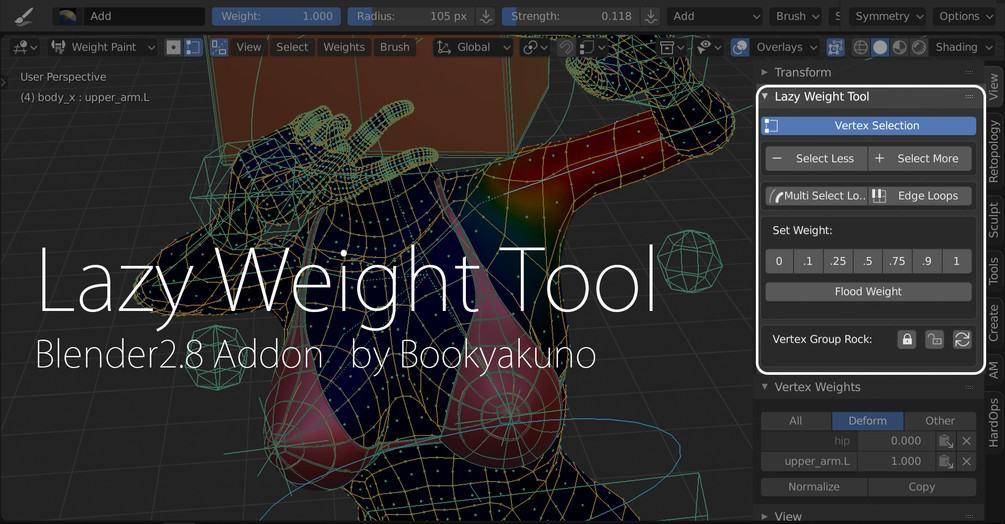 ymt3d's tweet image. Lazy Weight Tool - Blender用の便利なウェイト設定ツールセット！ 
3dnchu.com/archives/lazy-… 
#3dnchu #b3d