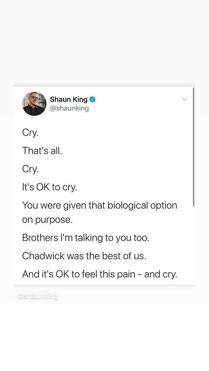 My condolences go to Chadwick Boseman's family and everyone that was lucky to know him. Rest in Peace, Chadwick. You did so much for the world.