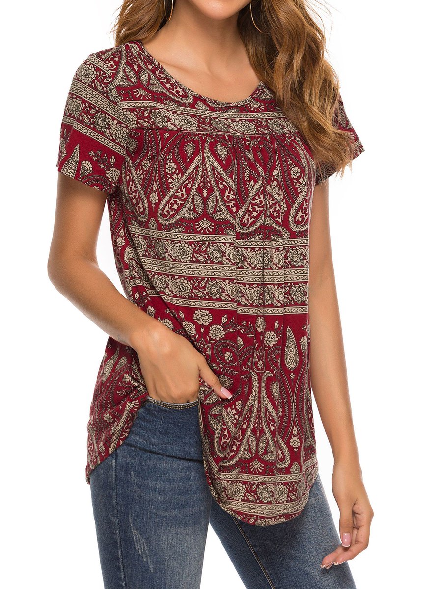 AlGhafStore's tweet image. Nlife Women's Floral Print Short Sleeve Asymmetric Top | Al Ghaf Marketplace alghaf.com/product/nlife-…